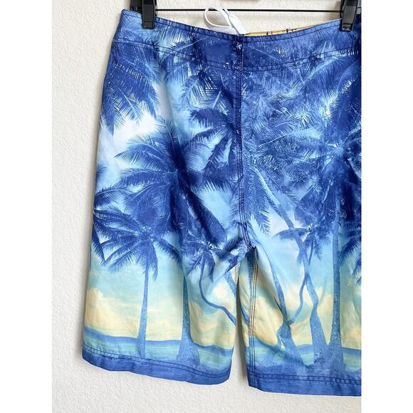 Carona Mens Blue Board Shorts Size LG Polyester Drawstring Preowned - Picture 6 of 11